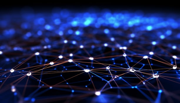AI generated Glowing blue backdrop connects futuristic technology in motion generated by AI photo