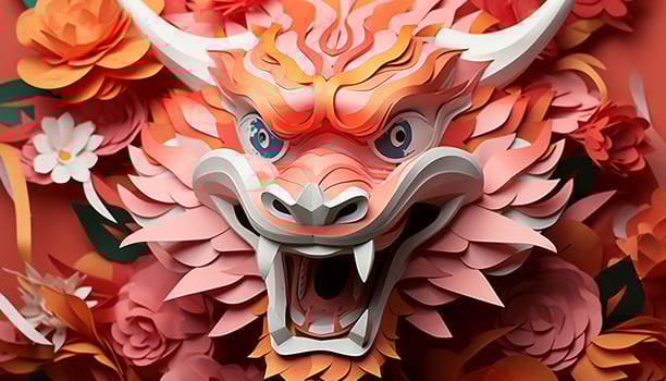 AI generated Furious dragon mascot brings cheerful celebration and happiness generated by AI photo