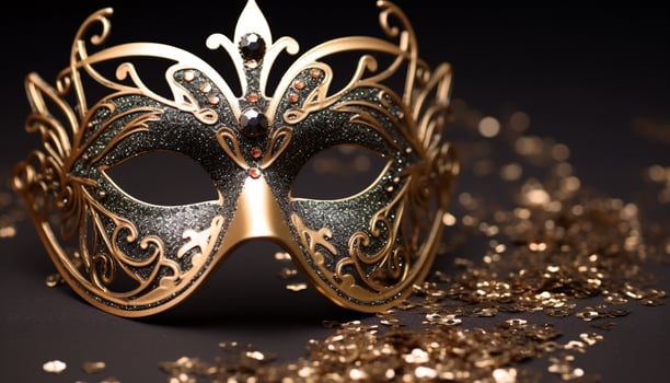 AI generated Shiny gold mask adds elegance to celebration generated by AI photo