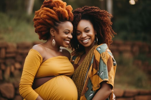 AI generated Expecting black mother find support friend. photo