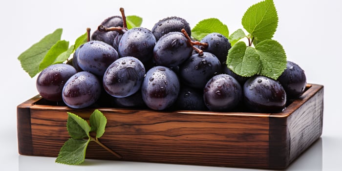 AI generated Fresh Damson Plums with Water Droplets. Jamun Fruit. Generative AI photo