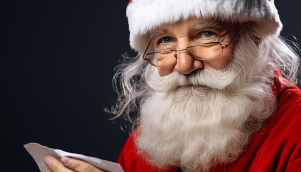 AI generated Smiling senior man in winter cap celebrates new year generated by AI photo