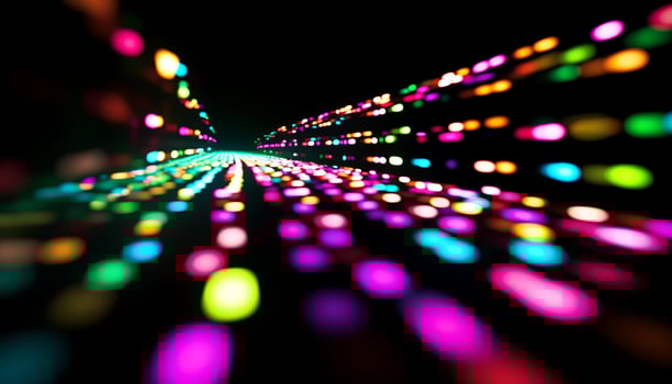 AI generated Shiny glowing circle decoration on dark black background generated by AI photo