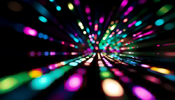 AI generated Glowing multi colored backdrop ignites vibrant nightclub celebration generated by AI photo