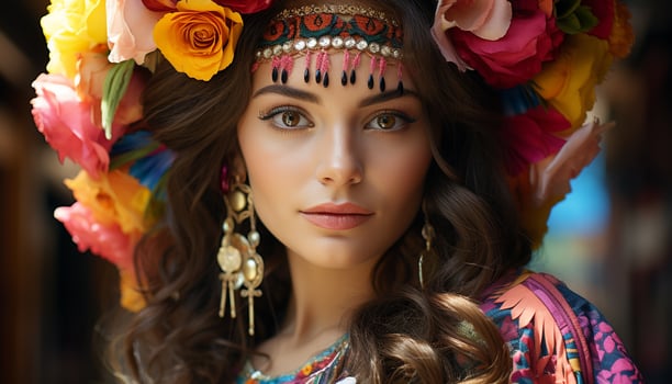 AI generated Beautiful woman, fashion model, looking at camera generated by AI photo