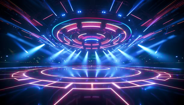 AI generated Glowing blue backdrop ignites vibrant nightclub performance generated by AI photo