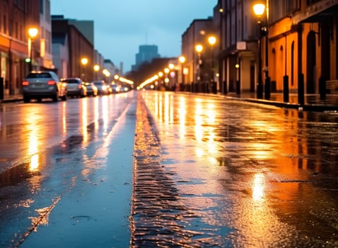 AI generated Blurred motion, illuminated city streets, vibrant nightlife generated by AI photo