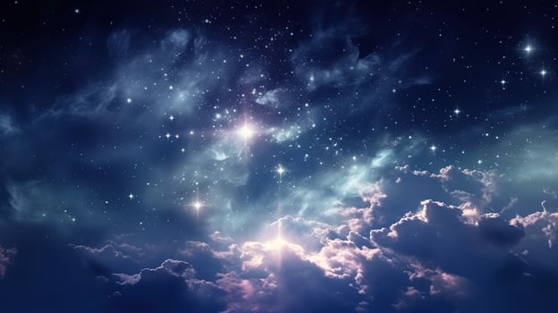 AI generated Night sky with clouds and stars as background. 3D illustration. photo