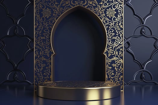 AI generated 3d rendered Islamic Arabic podium photo
