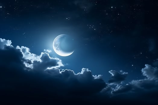 AI generated night sky and moon, stars, ramadan kareem celebration photo