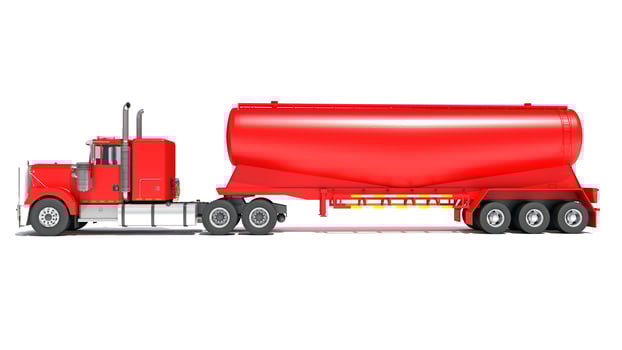 Truck with Tank Trailer 3D rendering on white background photo