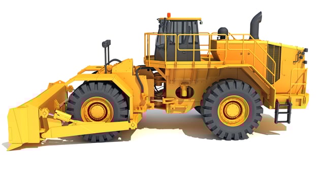 Wheel Dozer heavy construction machinery 3D rendering on white background photo