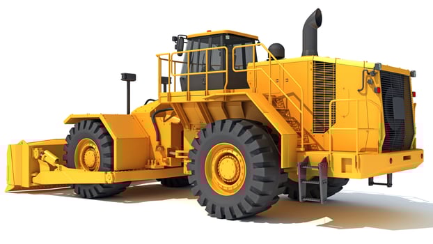 Wheel Dozer heavy construction machinery 3D rendering on white background photo