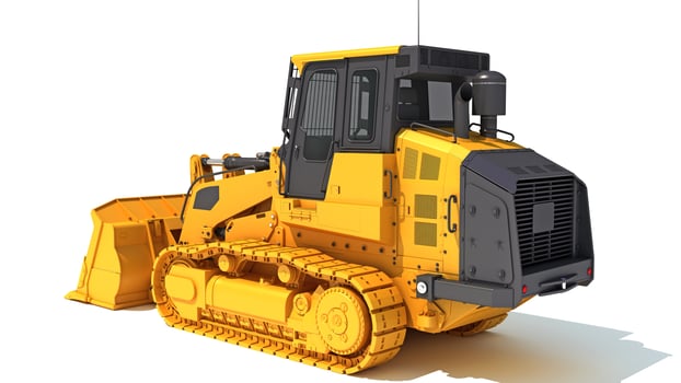 Dozer heavy construction machinery 3D rendering on white background photo