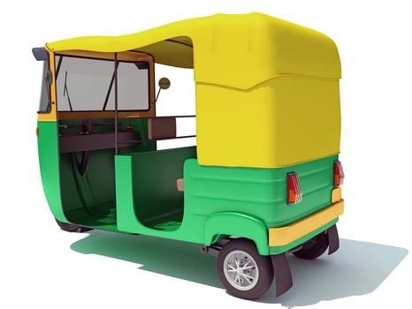 Auto Rickshaw TukTuk 3D rendering on white background photo