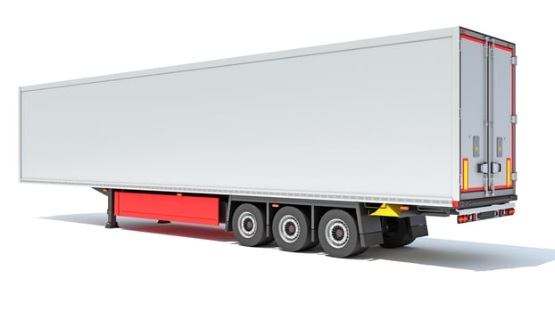 Reefer Refrigerator Trailer 3D rendering on white background photo