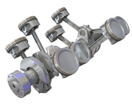 V8 Engine Cylinders 3D rendering on white background photo