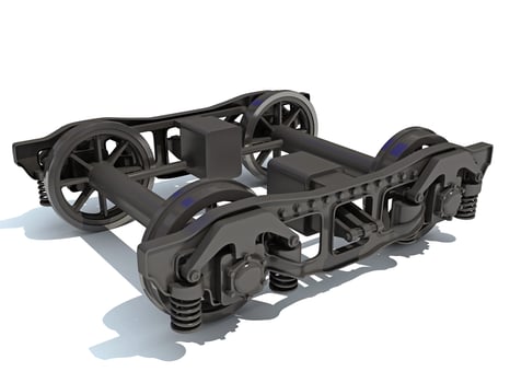 Train Wheels Bogie 3D rendering on white background photo