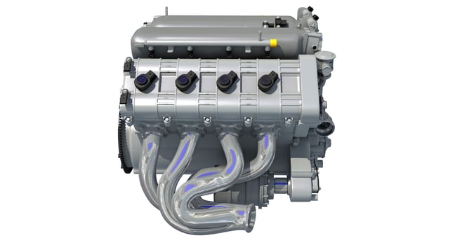 V8 Car Engine 3D rendering on white background photo