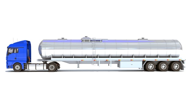 Truck with Tank Trailer 3D rendering on white background photo