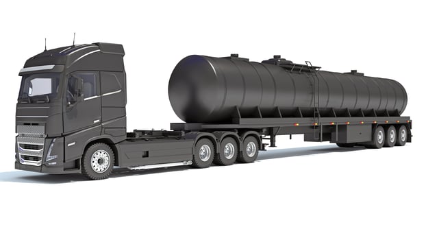 Truck with Tank Trailer 3D rendering on white background photo