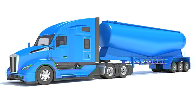 Truck with Tank Trailer 3D rendering on white background photo