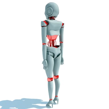 Female Robot 3D rendering on white background photo