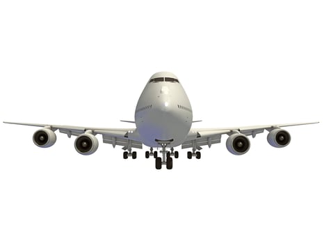 Aircraft 3D rendering airplane on white background photo