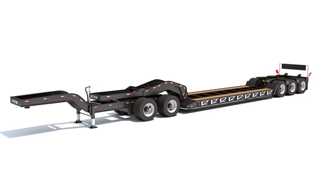 Low Loader Platform Trailer 3D rendering on white background photo