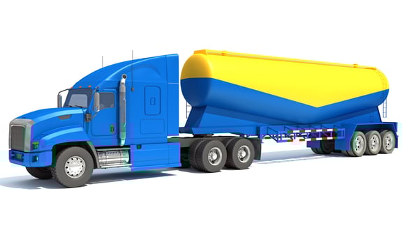 Truck with Tank Trailer 3D rendering on white background photo
