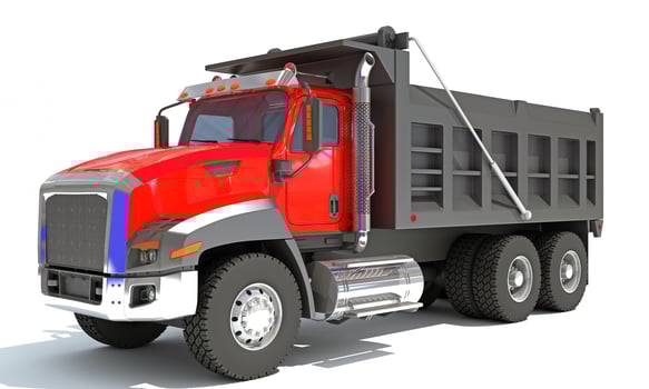 Dump Truck 3D rendering heavy construction machinery on white background photo