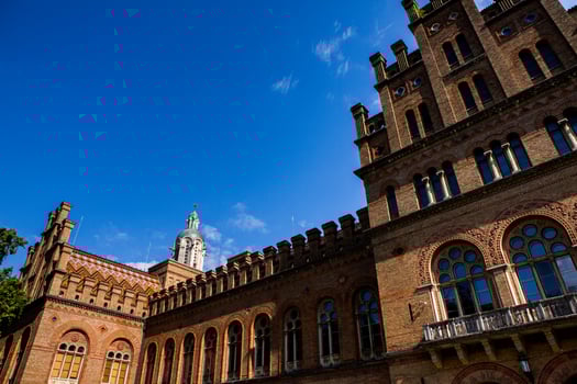 Architecture and streets of the old town. The historic architecture of Chernivtsi, Ukraine. Old city after the rain. photo
