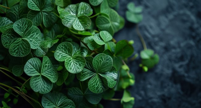 AI generated a bunch of clover leaves on a dark background photo