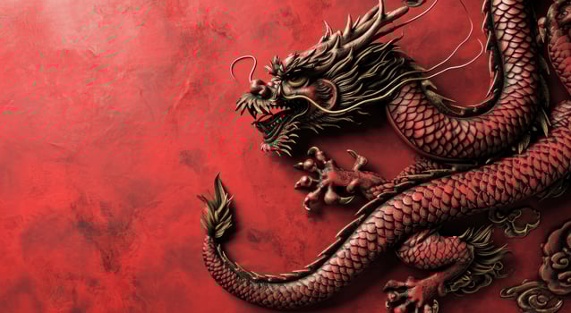 AI generated an chinese dragon is shown on a red background photo