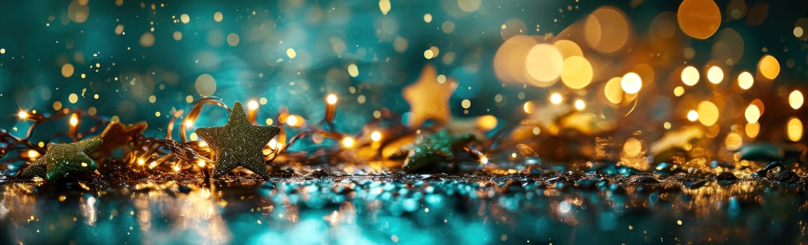 AI generated christmas star with stars on bokeh light photo