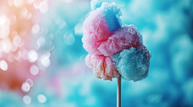 AI generated colorful cotton candy on a stick photo