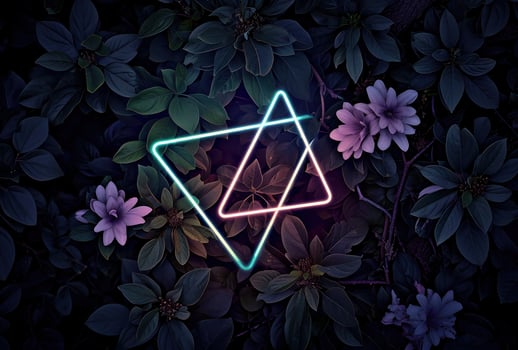 AI generated neon neon triangle jungle wallpaper tropical music photo