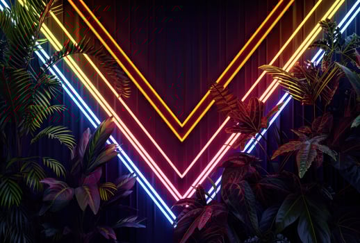 AI generated neon neon triangle jungle wallpaper tropical music photo