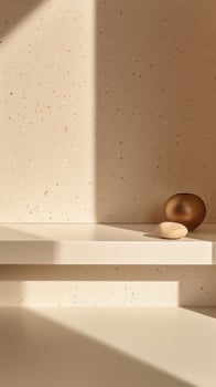 AI generated Chic Terrazzo Podium Blending with Black Wood for Elegant Exhibitions photo