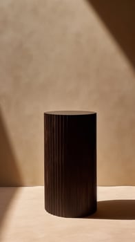 AI generated Refined Wooden Podium with Shadow Casting for Dramatic Product Displays photo