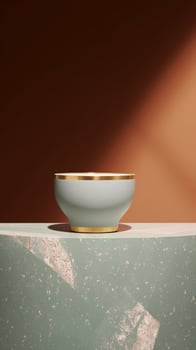 AI generated Artistic Terrazzo and Black Wood Podium for Unique Product Display photo