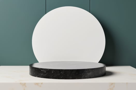AI generated Sustainable Green Platform for Eco-Chic Cosmetics Display photo