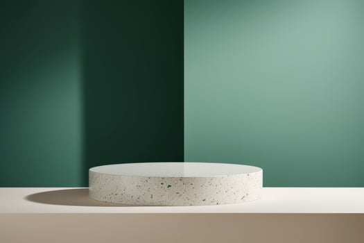 AI generated Minimal Green Podium for Artistic Display of Wellness Products photo