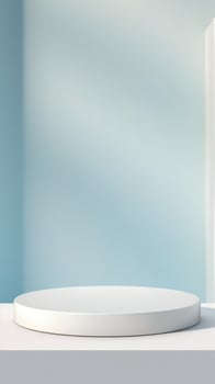 AI generated Cloud-Patterned White Display for Atmospheric  Product Staging Presentation photo
