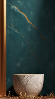 AI generated Luxury Terrazzo Podium with Golden Elements for Elegant Display photo