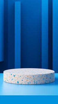 AI generated Terrazzo Display Stand with Dynamic Blue Lighting Effect photo