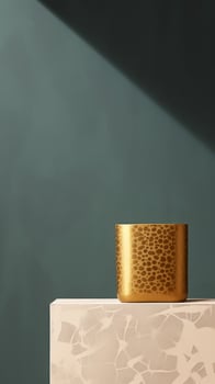 AI generated Stylish Terrazzo Podium with Golden Lines for Modern Merchandising photo