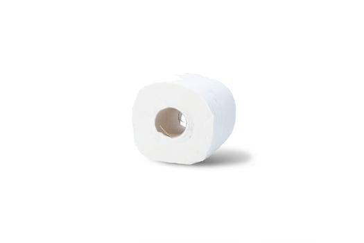 Roll the toilet paper and lay on top white background photo
