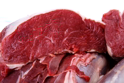 Raw beef meat isolated on white background photo
