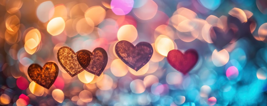 AI generated Heart shape Valentine's Day bokeh background, women's day love gradient. photo